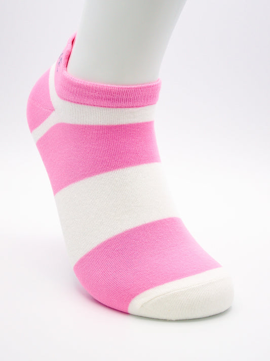 Sneaker Socken Weiss/Rosa aus gekämmter Baumwolle im 3er Pack