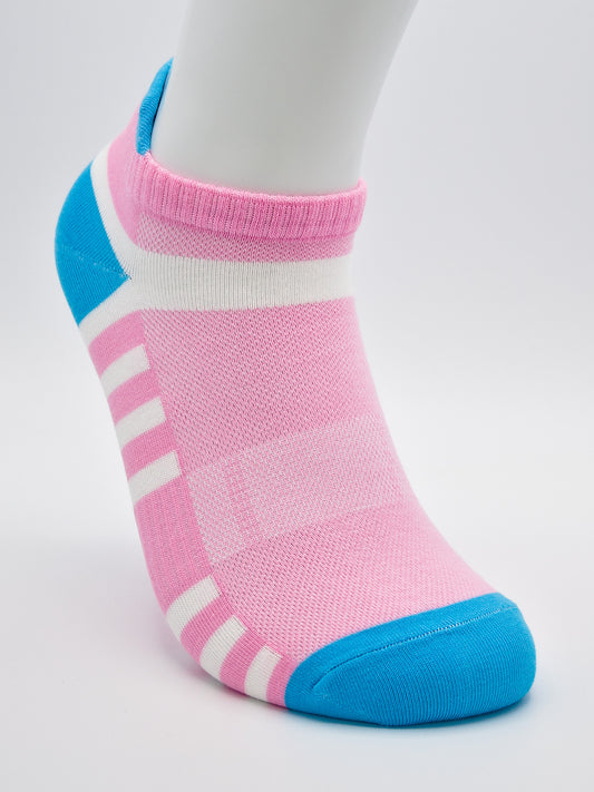 Sport Socken Rosa/Weiß aus gekämmter Baumwolle im 3er Pack